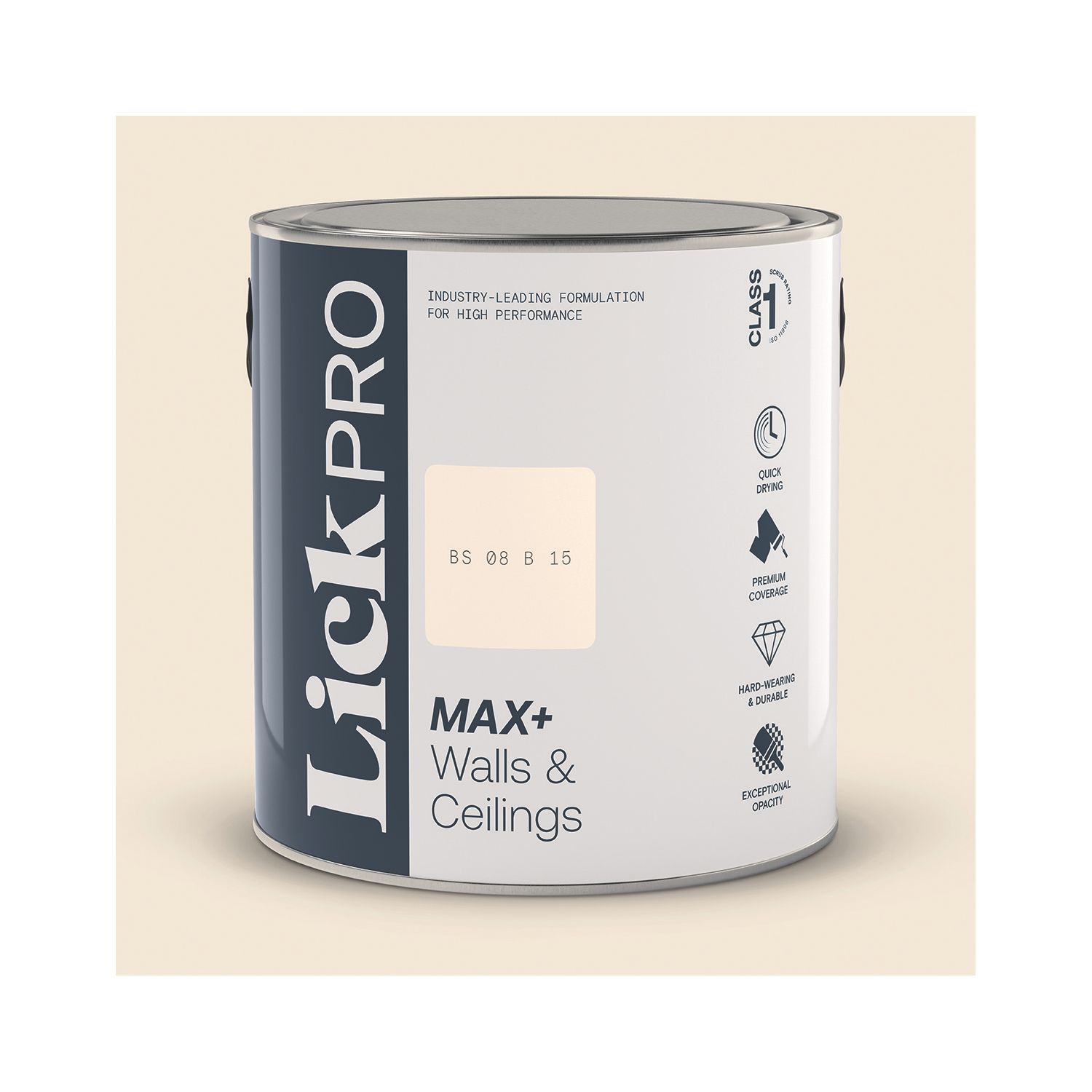 LickPro Max+ 2.5Ltr White BS 08 B 15 Matt Emulsion Paint (882JY)