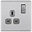 LAP  13A 1-Gang DP Switched Power Socket Brushed Stainless Steel  with Graphite Inserts