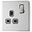 LAP  13A 1-Gang DP Switched Power Socket Brushed Stainless Steel  with Graphite Inserts