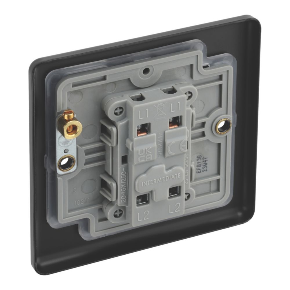 LAP 20A 16AX 1-Gang Intermediate Switch Matt Black with Black