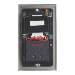 Contactum Iconic 2-Gang Dual Voltage Shaver Socket 115 - 230V Brushed Steel with Black Inserts