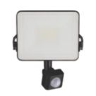 TCP  Indoor & Outdoor LED Floodlight With PIR Sensor Black 10W 1600lm