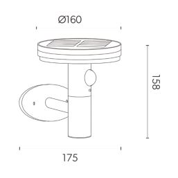 4lite Antheia Outdoor LED Solar Wall Light  With PIR Sensor Black 250lm