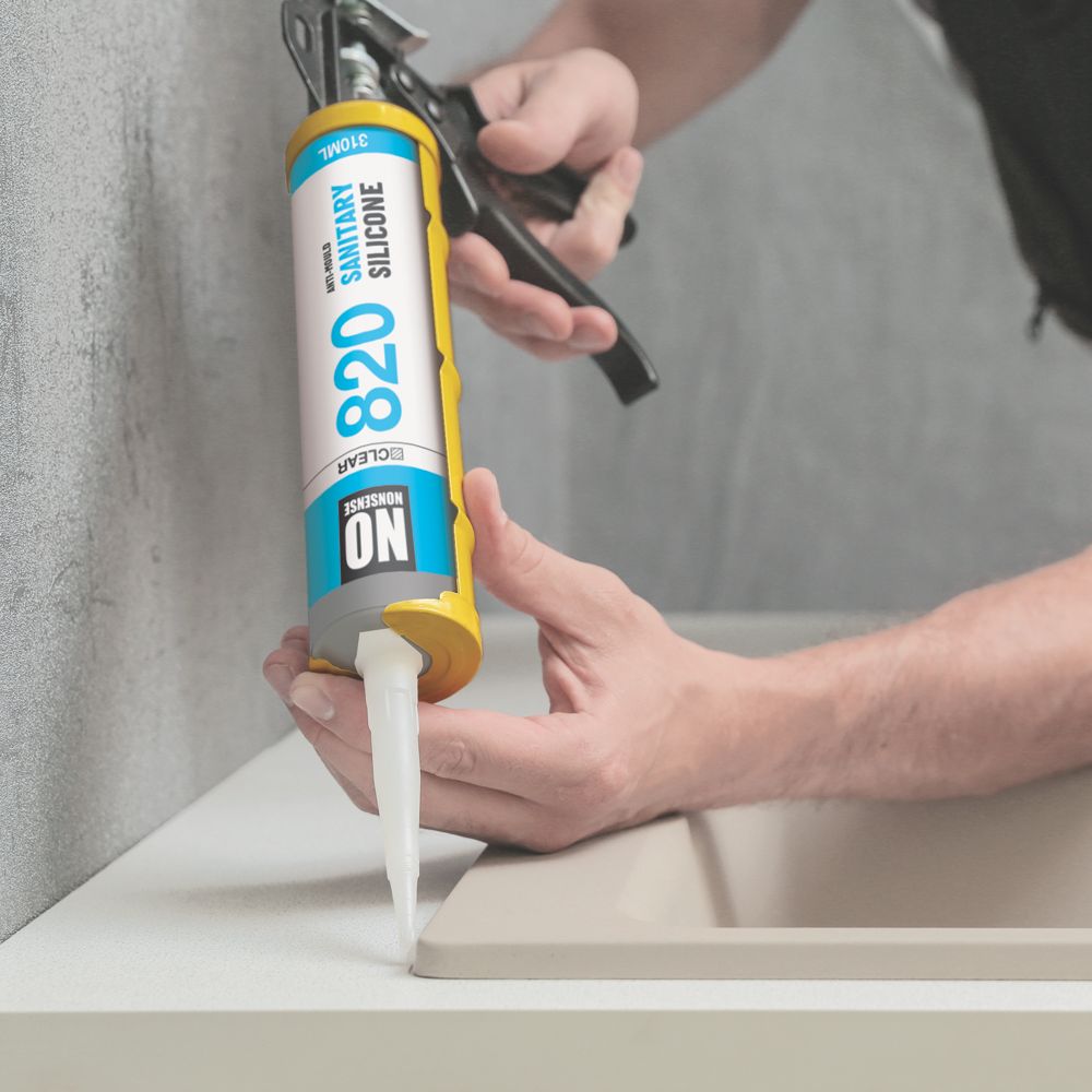 No Nonsense 820 Sanitary Silicone Clear 310ml - Screwfix