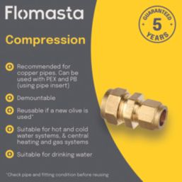 Flomasta  Brass Compression Reducing Coupler 15mm x 12mm