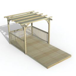 Forest Ultima 16' x 8' (Nominal) Flat Pergola & Decking Kit with 3 x Balustrades & Canopy
