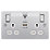 LAP  13A 2-Gang SP Switched Wi-Fi Extender Socket + 2.1A 10.5W 1-Outlet Type A USB Charger Brushed Stainless Steel with White Inserts