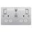 LAP  13A 2-Gang SP Switched Wi-Fi Extender Socket + 2.1A 10.5W 1-Outlet Type A USB Charger Brushed Stainless Steel with White Inserts