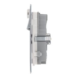 LAP  13A 2-Gang SP Switched Wi-Fi Extender Socket + 2.1A 10.5W 1-Outlet Type A USB Charger Brushed Stainless Steel with White Inserts