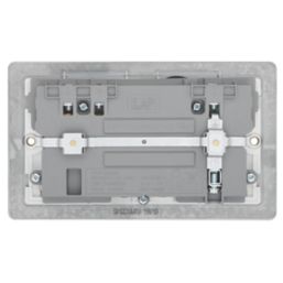 LAP  13A 2-Gang SP Switched Wi-Fi Extender Socket + 2.1A 10.5W 1-Outlet Type A USB Charger Brushed Stainless Steel with White Inserts