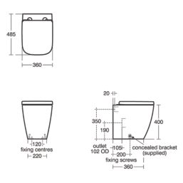 Ideal Standard i.life S Compact Toilet Unit Quartz Grey Matt 600mm x 695mm x 853mm