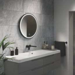 Sensio Frontier Round Illuminated Bathroom Mirror Black With 1615lm LED Light 600mm x 600mm