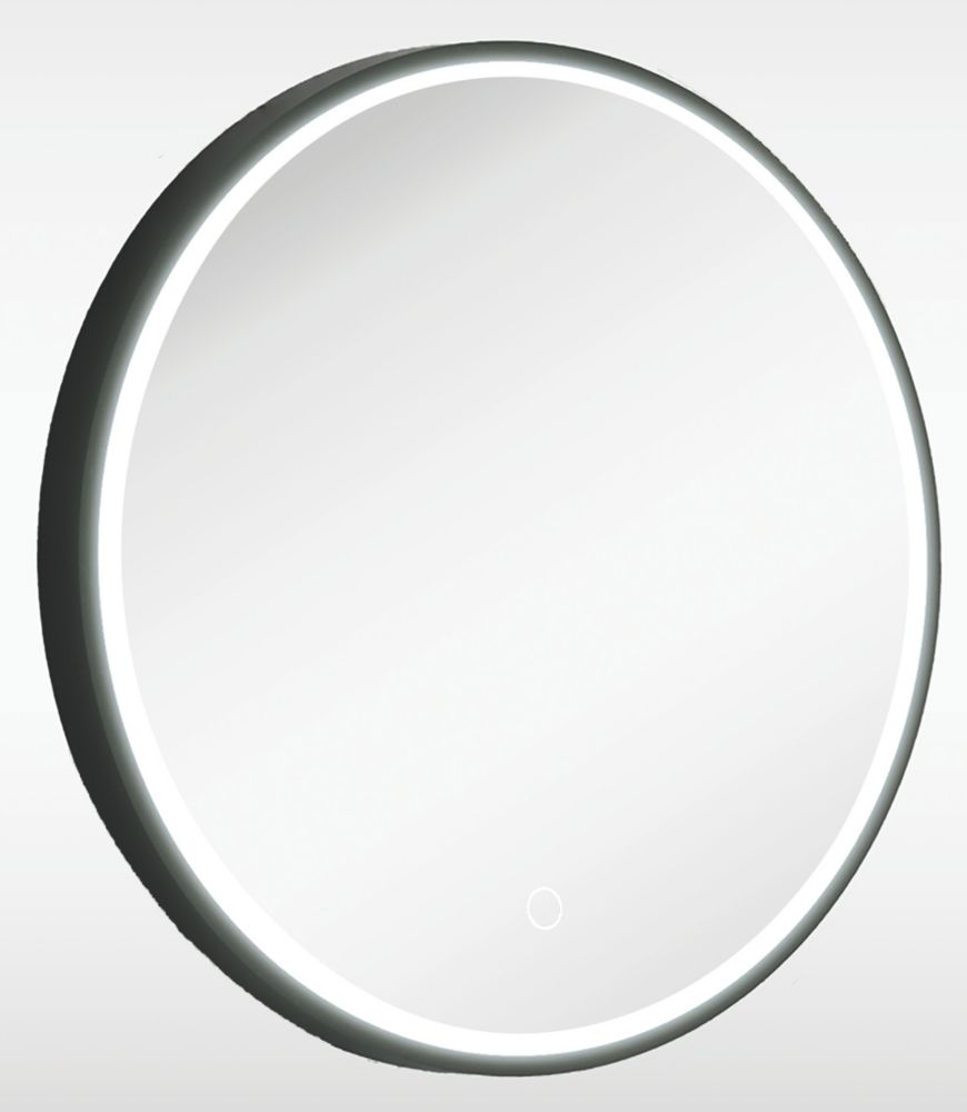 Sensio Frontier Round Illuminated Bathroom Mirror Black With 1615lm LED