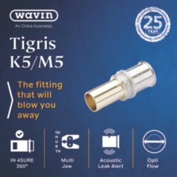 Wavin Tigris  Multi-Layer Composite Press-Fit Adapting Coupler to Copper 25mm x 22mm 5 Pack