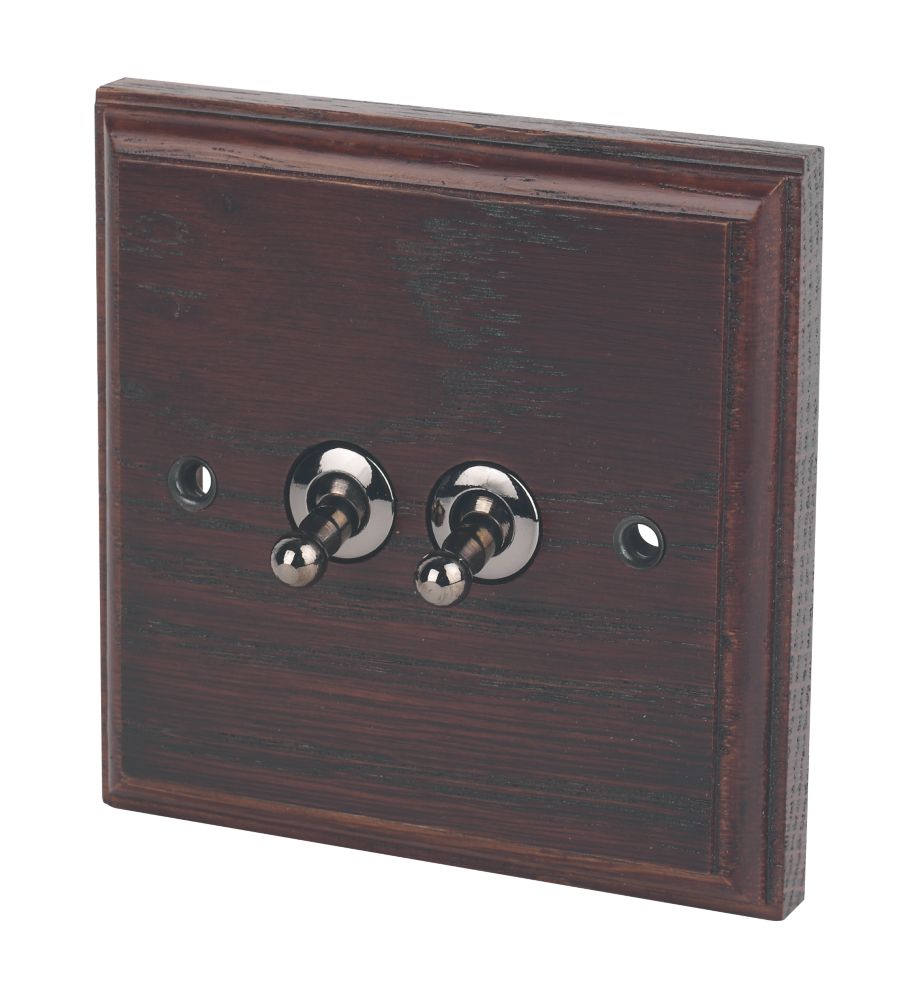 Varilight  10AX 2-Gang 2-Way Toggle Switch  Dark Oak