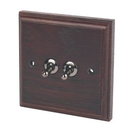 Varilight  10AX 2-Gang 2-Way Toggle Switch  Dark Oak