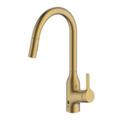 Clearwater Amelio AML10BB Battery-Powered Sensor Tap with Twin Spray Pull-Out  Brushed Brass PVD