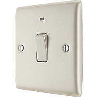 British General Nexus Metal 20A 1-Gang 2-Pole Control Switch Pearl Nickel with LED with Colour-Matched Inserts