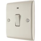 British General Nexus Metal 20A 1-Gang 2-Pole Control Switch Pearl Nickel with LED with Colour-Matched Inserts