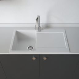 Carysil GD100-WH 1 Bowl Granite Composite Kitchen Sink White Reversible 860mm x 500mm