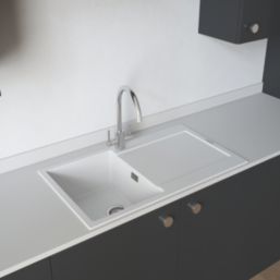 Carysil GD100-WH 1 Bowl Granite Composite Kitchen Sink White Reversible 860mm x 500mm