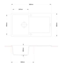 Carysil GD100-WH 1 Bowl Granite Composite Kitchen Sink White Reversible 860mm x 500mm