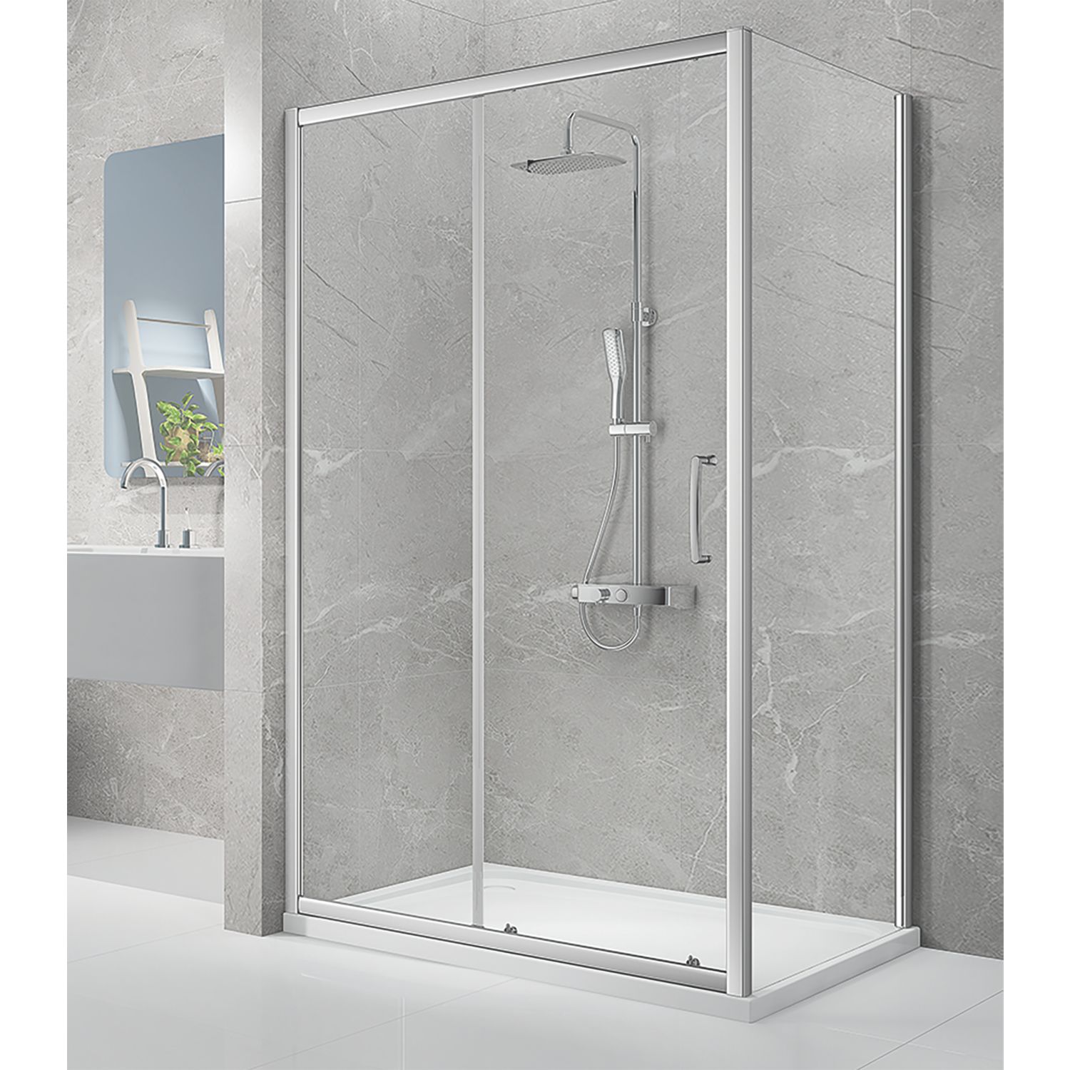 Triton Neo Eight Framed Rectangular Sliding Door Shower Enclosure Chrome 1200mm x 760mm x 1900mm (884TK)