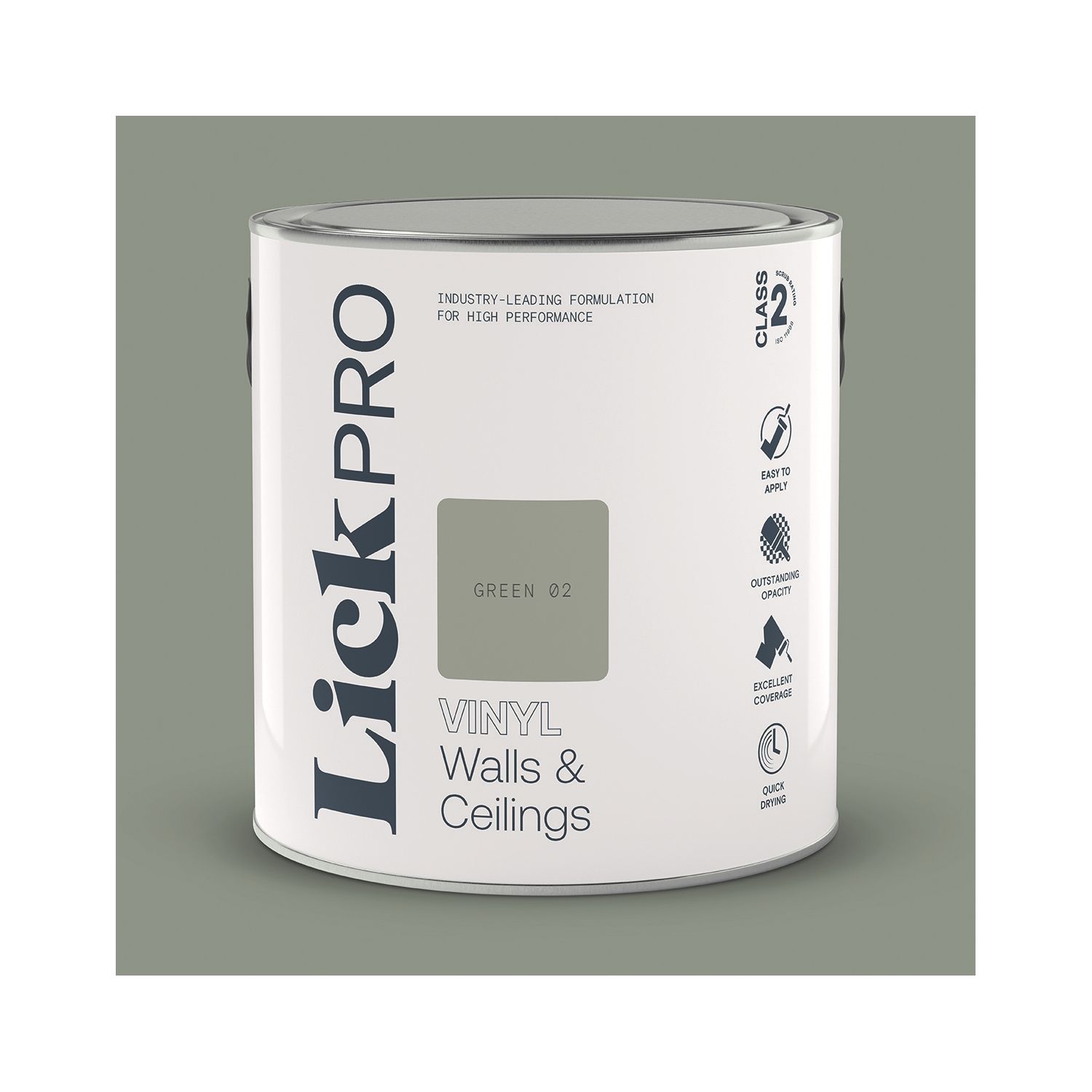 LickPro 2.5Ltr Green 02 Vinyl Matt Emulsion Paint (884TM)