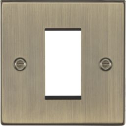 Knightsbridge Raised Square 1-Module Modular Faceplate Antique Brass