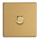 Varilight  1-Gang Slave Multi-Way LED Dimmer Switch  Brushed Brass with Colour-Matched Inserts