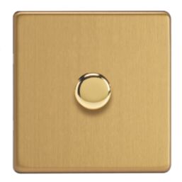 Varilight  1-Gang Slave Multi-Way LED Dimmer Switch  Brushed Brass with Colour-Matched Inserts