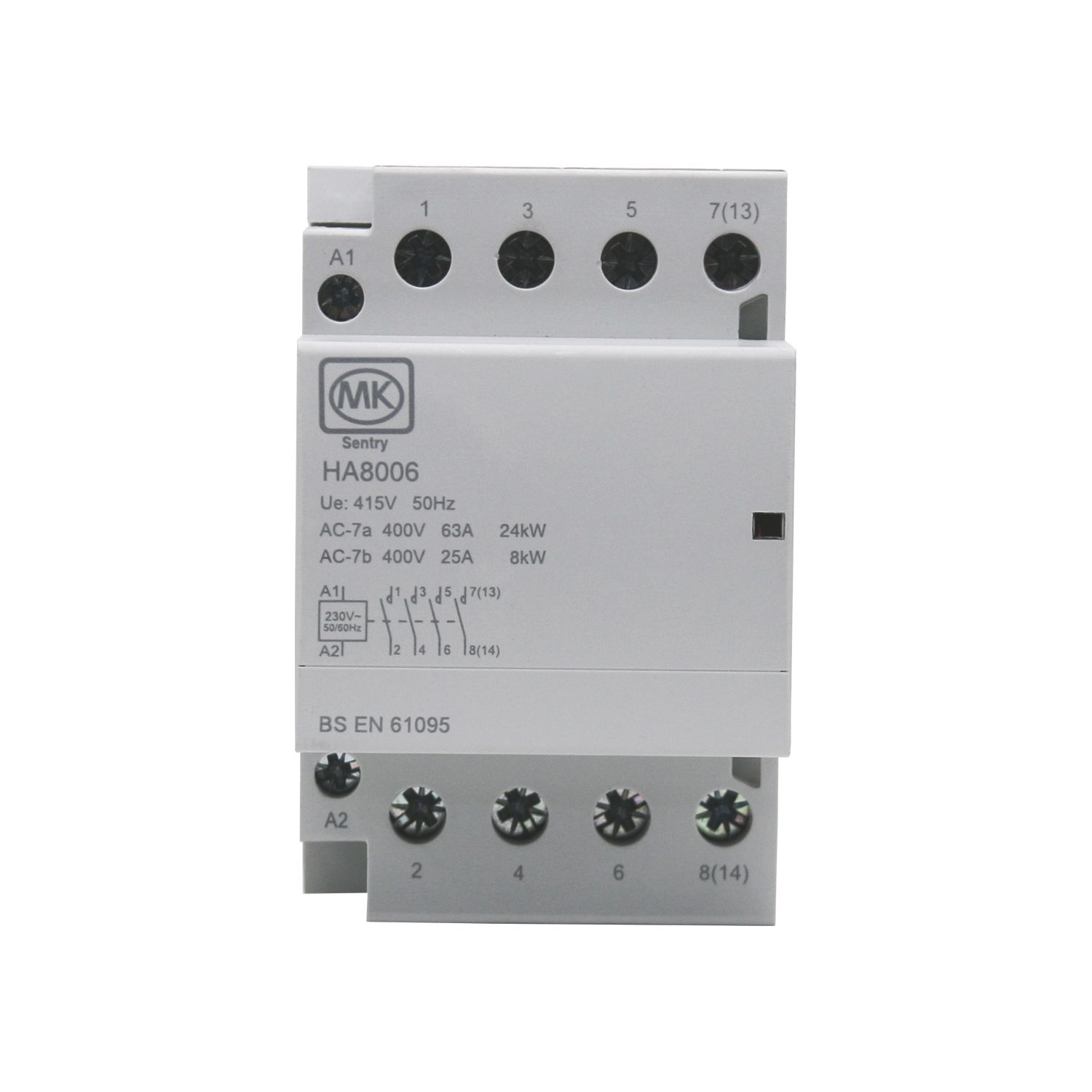 MK Sentry HA8006 63A 3-Pole 3-Phase to Single-Phase Contactor NO 11kW (884YW)