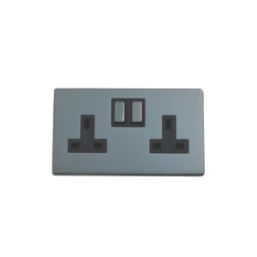 LAP  13A 2-Gang DP Switched Plug Socket Black Nickel  with Black Inserts