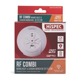 Hispec HSSA/HCO/RF10-PRO  Mains Interlinked Fast Fix Interlinked Multi Sensor Heat & Carbon Monoxide Alarm With Radio Frequency