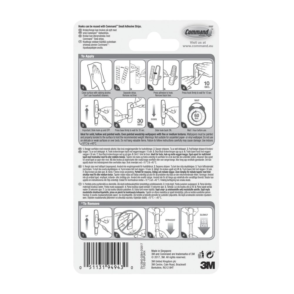 COMMAND 3M Command Kitchen Hook - White - 4's