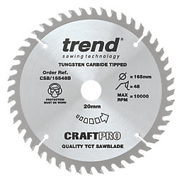 Trend  Wood TCT Circular Saw Blades 165mm x 20mm 48T 3 Pack