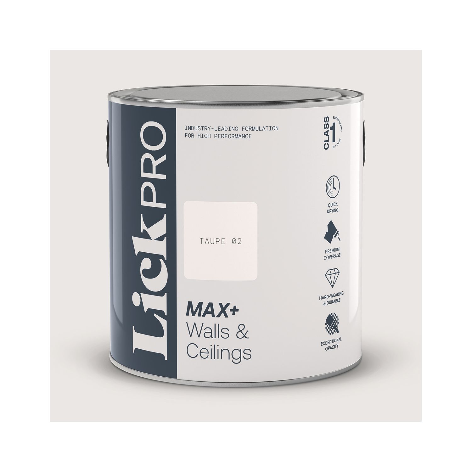 LickPro Max+ 2.5Ltr Taupe 02 Eggshell Emulsion Paint (885JX)