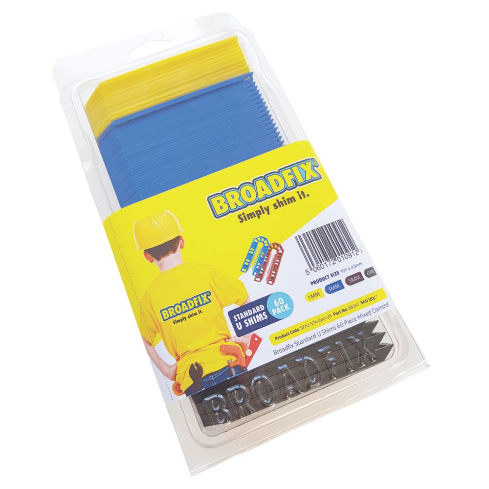 Broadfix Quick Align Hinge Shims Small 100mm x 1mm x 35mm 15 Pack - Screwfix