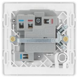 British General Evolve 13A Switched Fused Spur with LED Brushed Steel with White Inserts