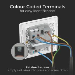 British General Evolve 13A Switched Fused Spur with LED Brushed Steel with White Inserts