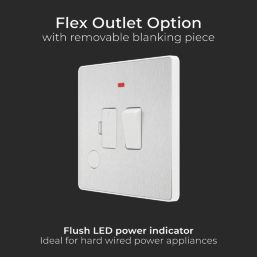 British General Evolve 13A Switched Fused Spur with LED Brushed Steel with White Inserts
