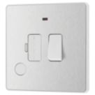 British General Evolve 13A Switched Fused Spur with LED Brushed Steel with White Inserts