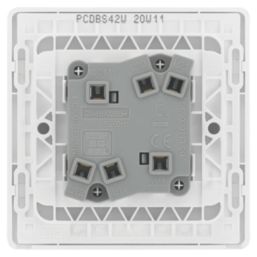 British General Evolve 20A 16AX 2-Gang 2-Way Light Switch  Brushed Steel with White Inserts