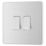 British General Evolve 20A 16AX 2-Gang 2-Way Light Switch  Brushed Steel with White Inserts