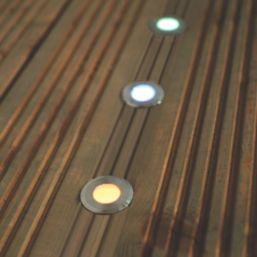 Zink Ayle 42mm Outdoor RGB & White Round LED Solar-Powered Deck Lights Black 200lm