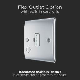 British General Nexus Metal 13A Unswitched Fused Spur & Flex Outlet  Polished Chrome