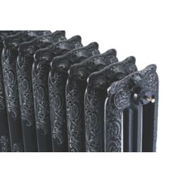 Arroll 760mm x 1234mm 7370BTU Black / Silver Cast Iron 3 Column Radiator