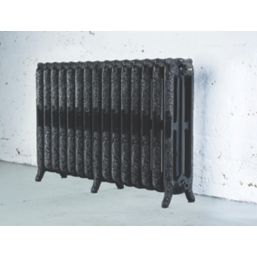 Arroll 760mm x 1234mm 7370BTU Black / Silver Cast Iron 3 Column Radiator