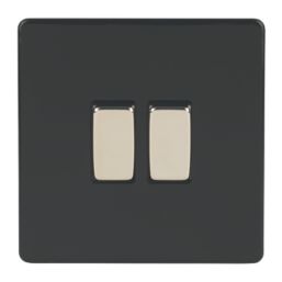 Varilight  10AX 2-Gang 2-Way Light Switch  Jet Black