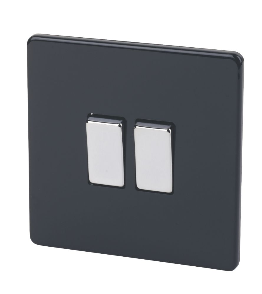 Varilight  10AX 2-Gang 2-Way Light Switch  Jet Black